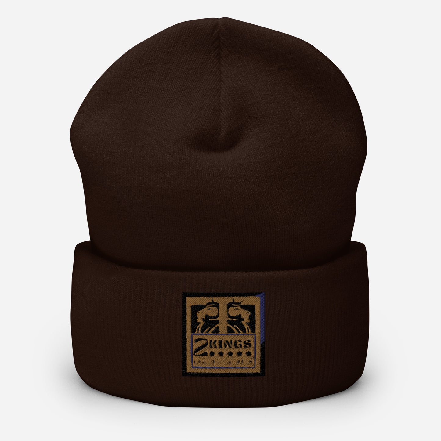 2 Kings Coffee Embroidered Cuffed Beanie