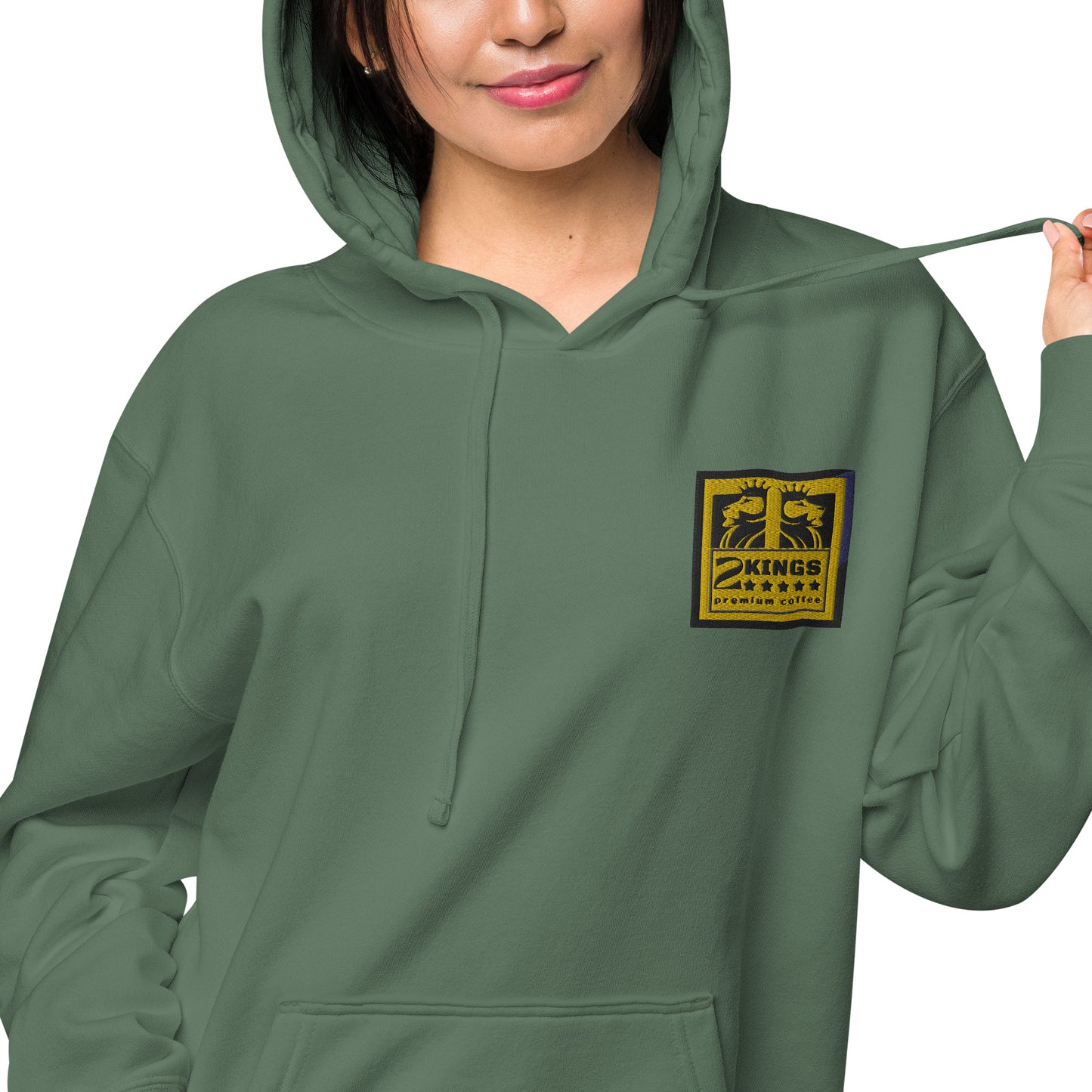 2 Kings Coffee - Embroidered Unisex Pigment-Dyed Hoodie